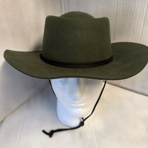 Gigi Pip Women’s Green Wide Brim Hat S/M – 100% Australian Wool, Rancher Style